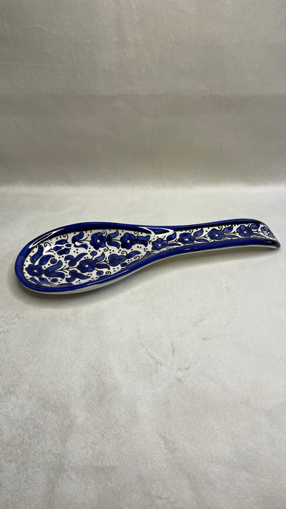 Serving plate in spoon shape blue