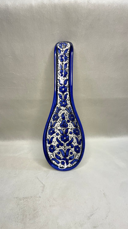 Serving plate in spoon shape blue