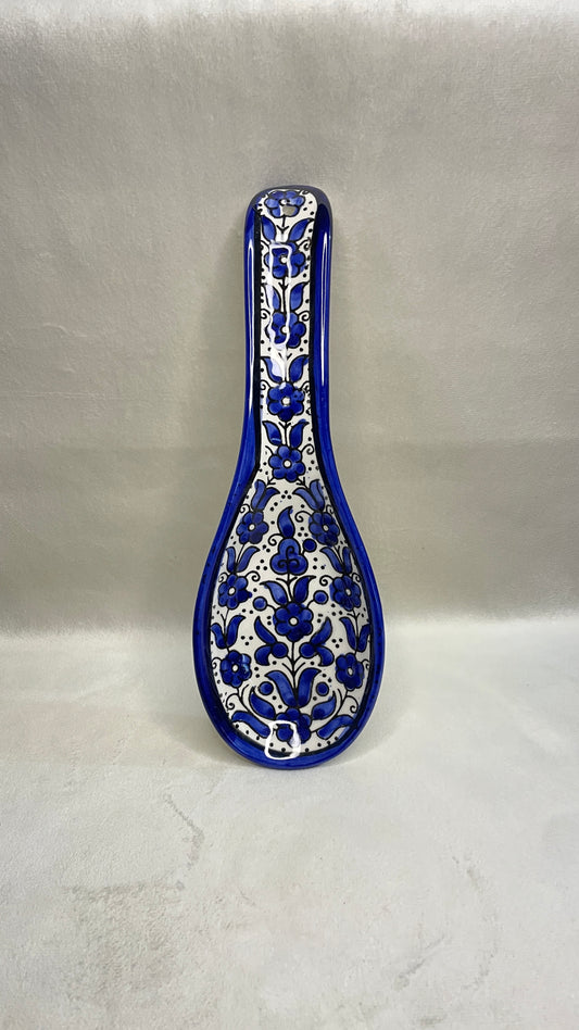 Serving plate in spoon shape blue