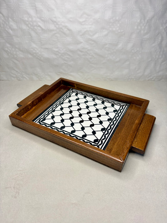 handgefertigte Servierplatte aus Olivenholz und Keramik Kunsthandwerks Boden 17 cm x 17 cm (Kopie)