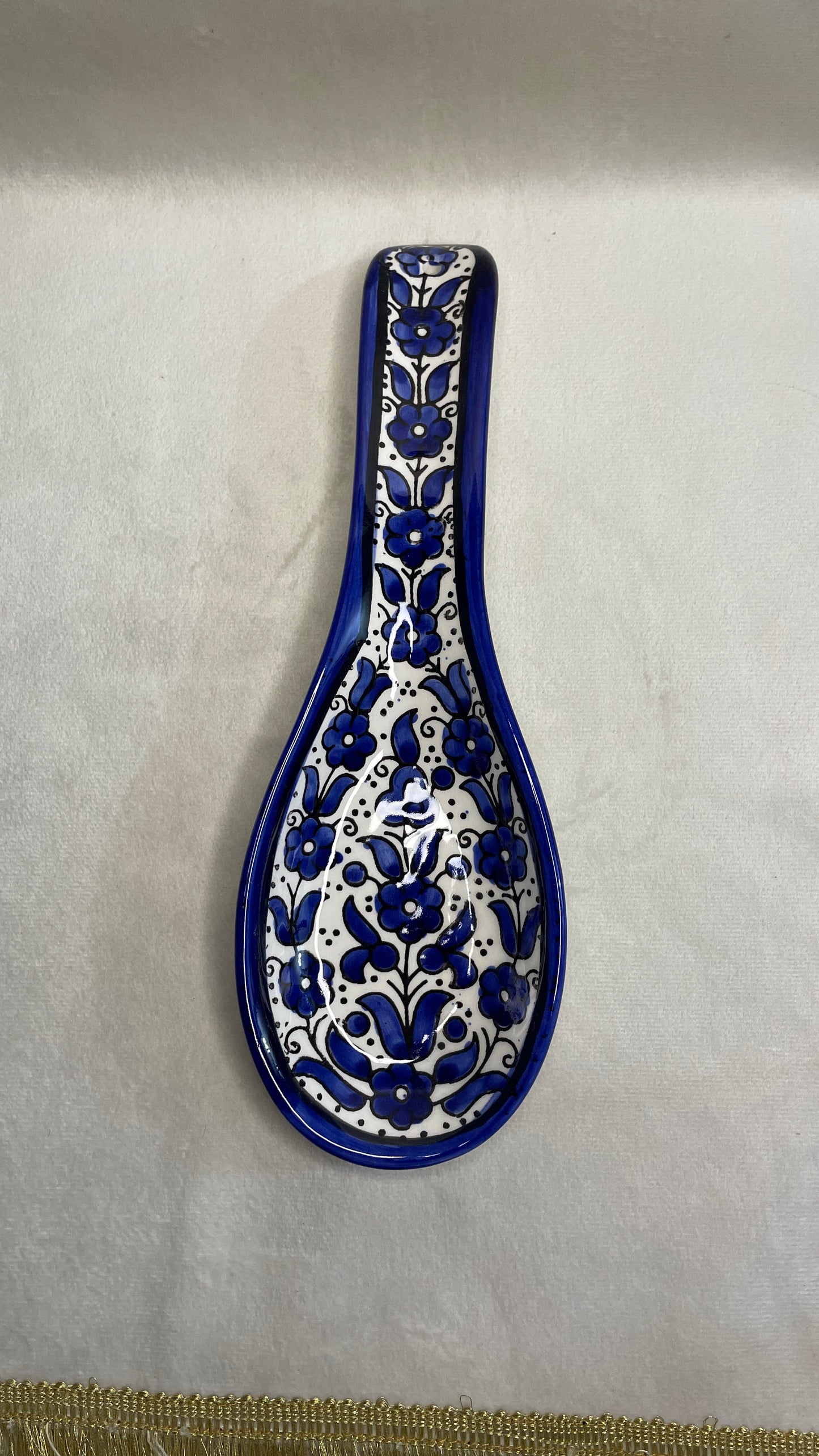 Serving plate in spoon shape blue