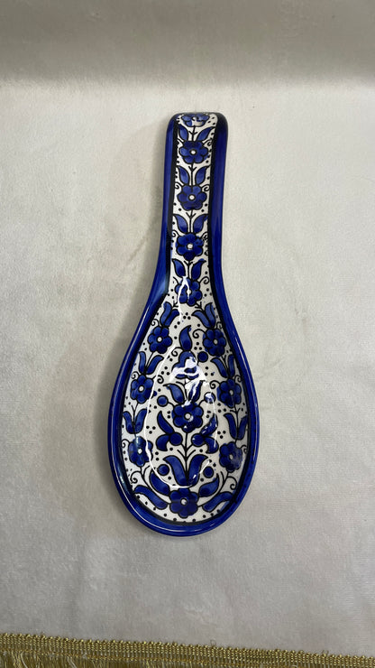 Serving plate in spoon shape blue