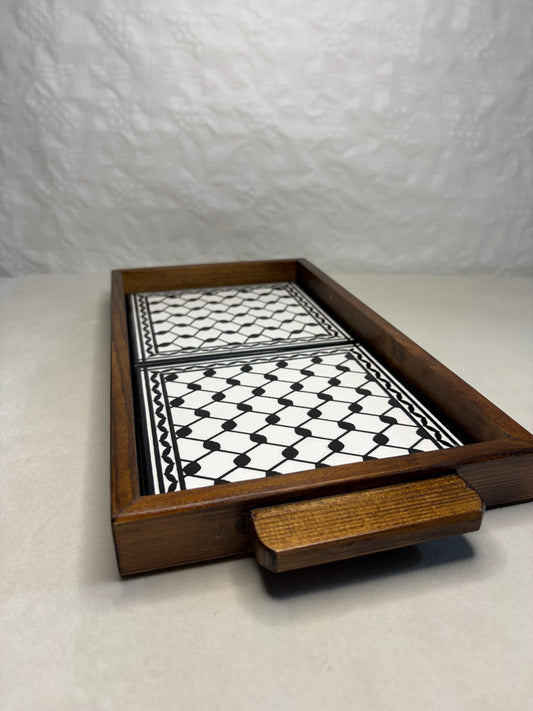 handgefertigte Servierplatte aus Olivenholz und Keramik Kunsthandwerks Boden 31 cm x 17 cm