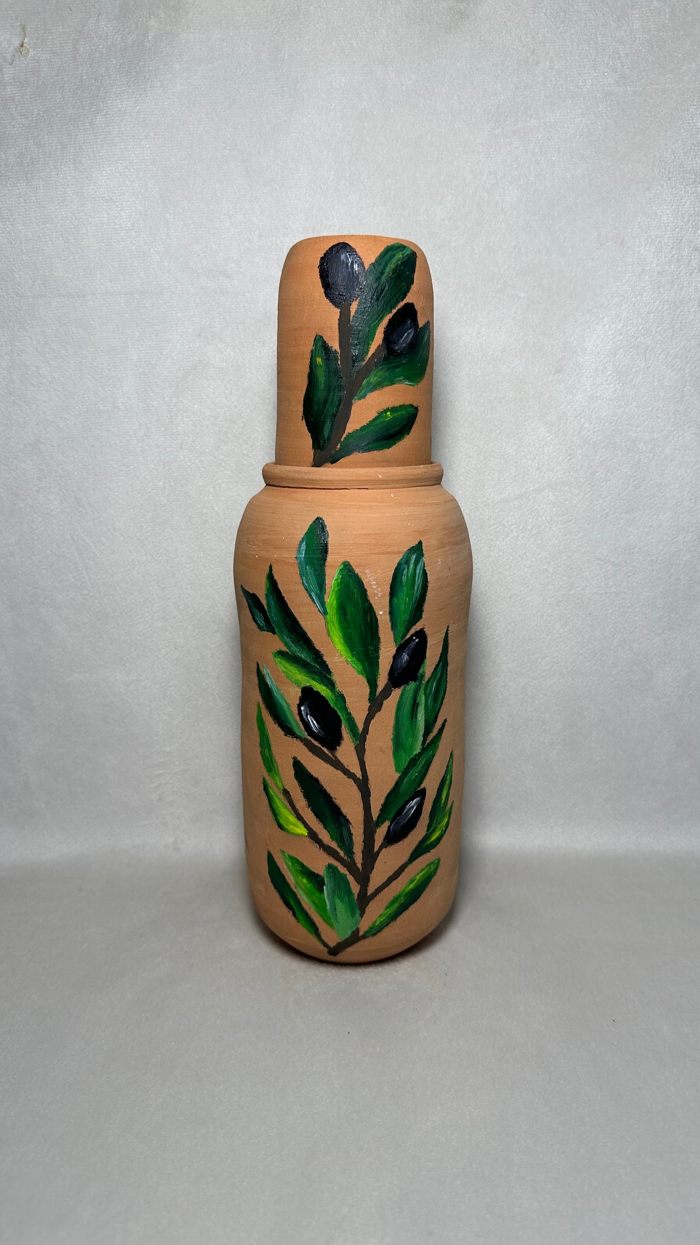 Fokhara Schlank (Trinkflasche) aus Ton 1 Liter mit Becher.